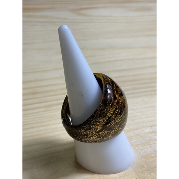 Brown and Gold Acrylic Ring - Picture 2 of 4